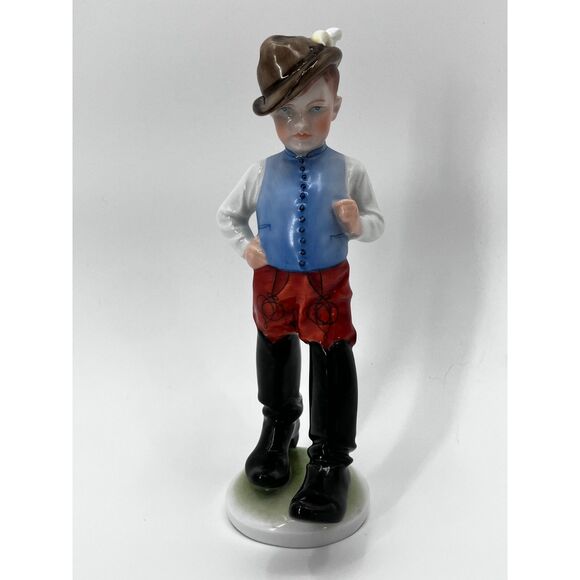 Herend Porcelain Boy Figurine Big Boots, Made in Hungary, Stamped, Handpainted - Picture 7 of 9